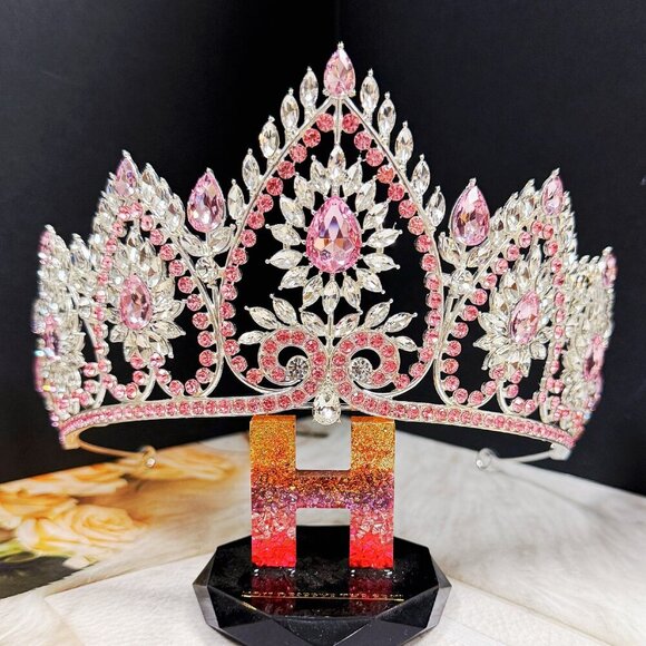 Flower crown, Wedding accessories, silver hair accessory, pink stone Tiara main image 6